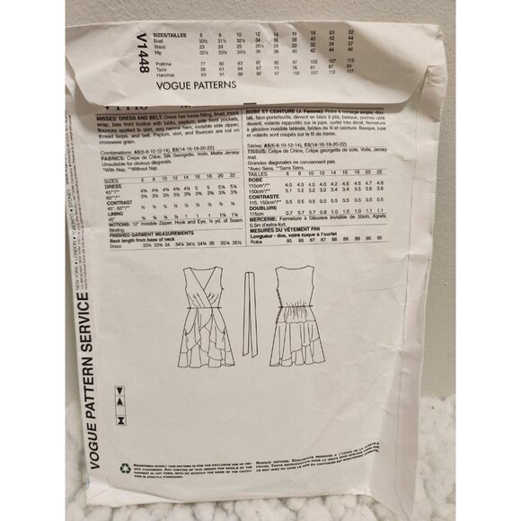 DKNY Dress Sewing Pattern V1448 • Vogue Designer Pattern • Sleeveless Wrap - Picture 6 of 13